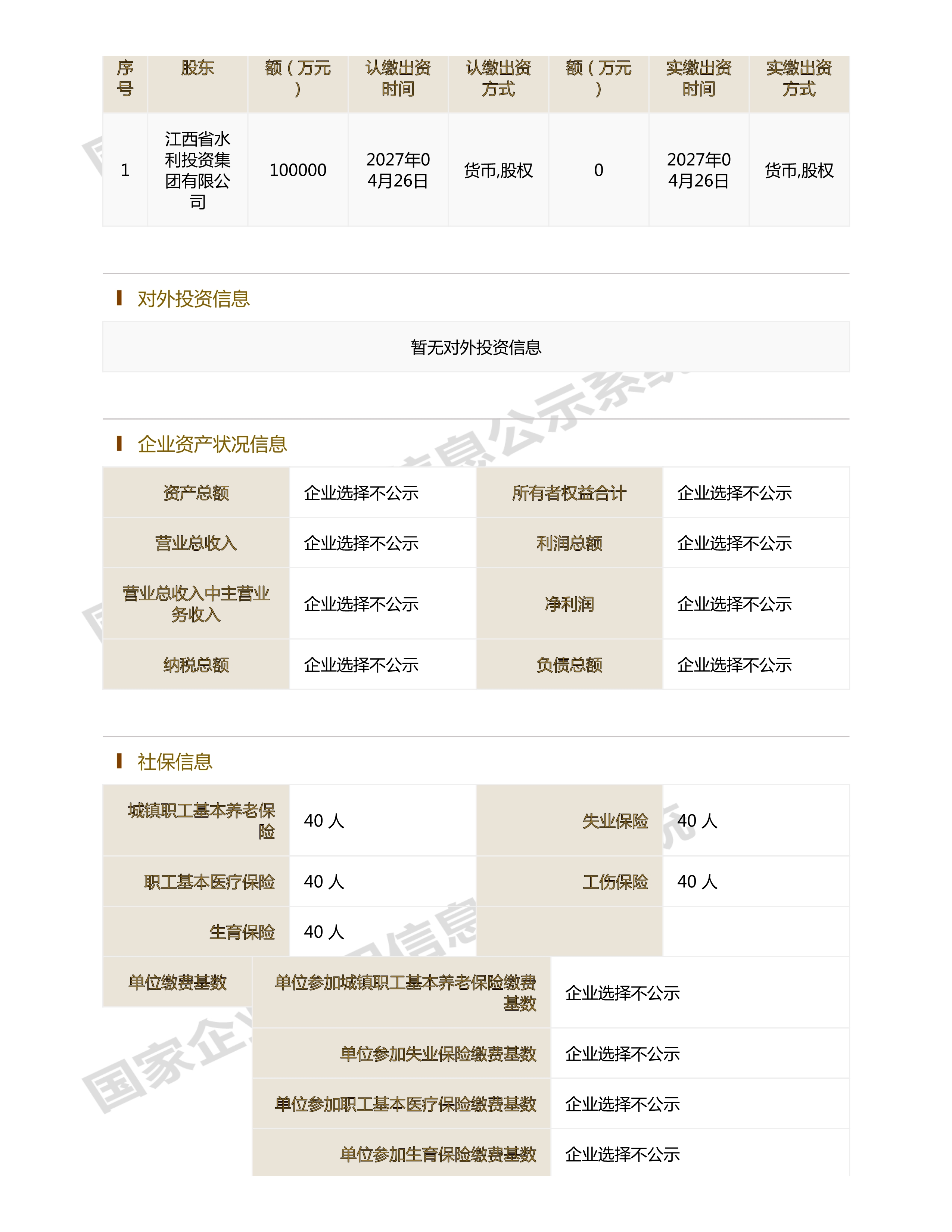 江西省水利水電開發(fā)有限公司（原建設(shè)集團(tuán)）報告